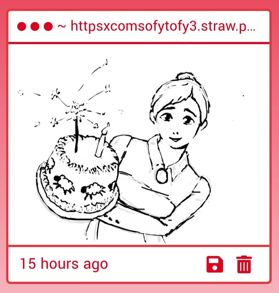Strawpage doodle of Jennifer from Rule of Rose holding a birthday cake