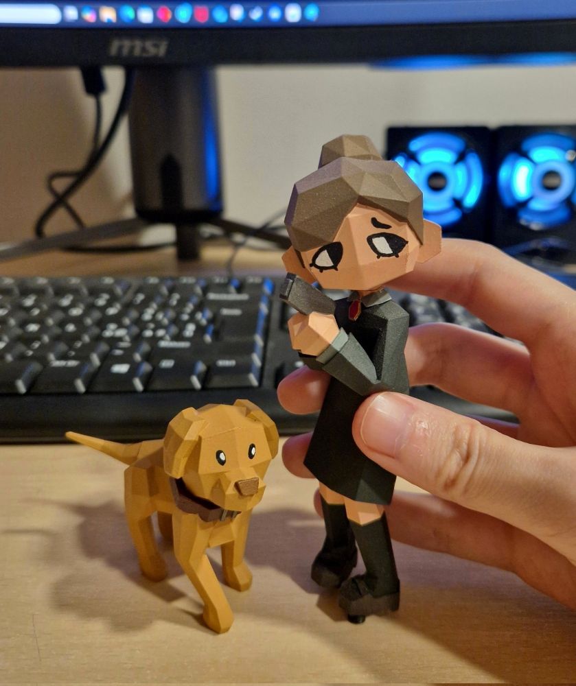 Jennifer and Brown from Rule of Rose lowpoly statues