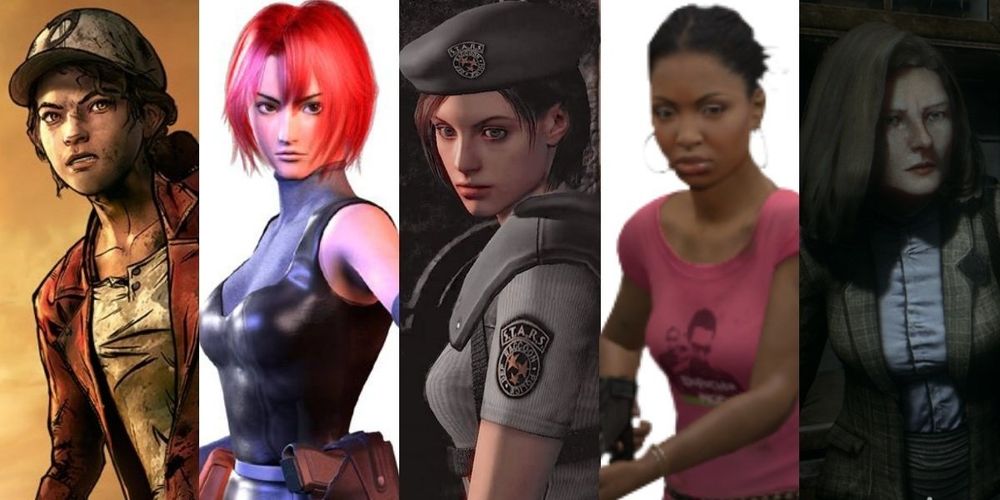 Characters in order:
- Clementine from the Walking Dead;
- Regina from Dino Crisis;
- Jill from Resident Evil;
- Rochelle from Left 4 Dead 2;
- Rosemary from Remothered.