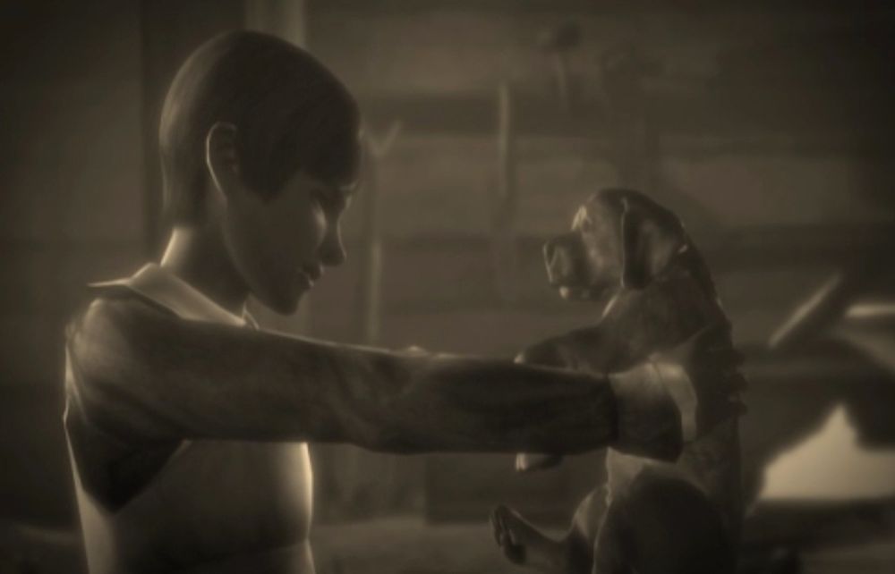 Rule of Rose: young Jennifer holding puppy Brown