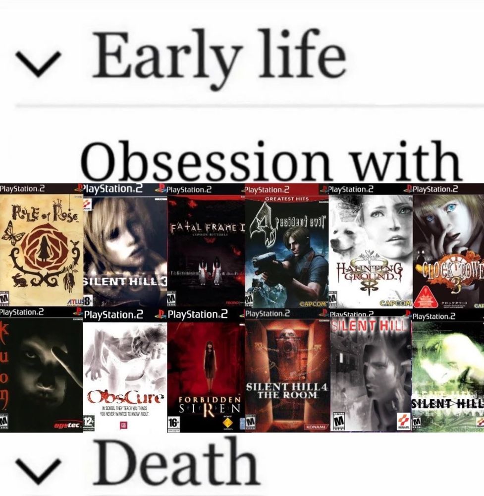 Early life
Obsession with PS2 horror games
Death