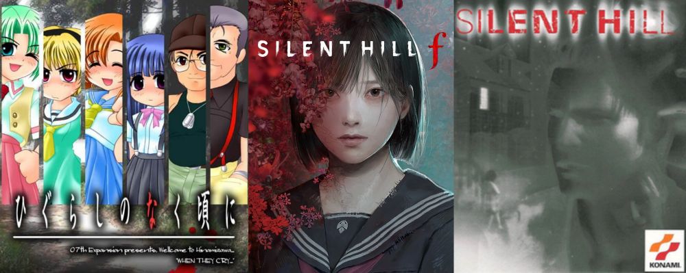 Covers of:
Higurashi When They Cry, Silent Hill f and the first Silent Hill.