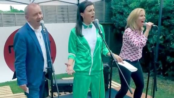 Bob Mortimer, Aisling Bea and Sally Phillips singing a nice song about Rosalind and Alan, and a viola player with septicaemia.