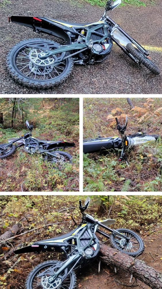 Electric motorbike taking a dirt nap.