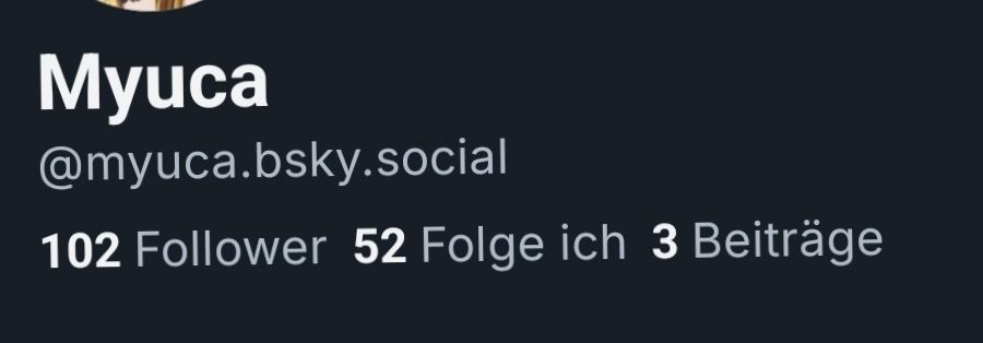 Profile Picture screenshot from MyucasArt on bluesky with 102 followers.