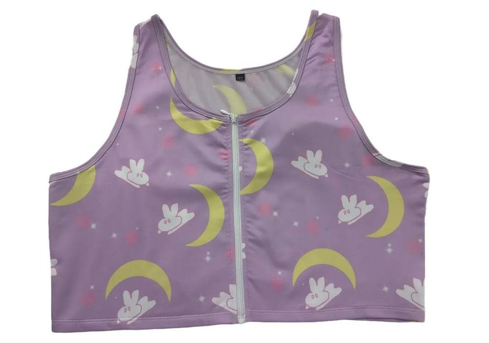 Moon Bunny Zippered Crop Top Binder