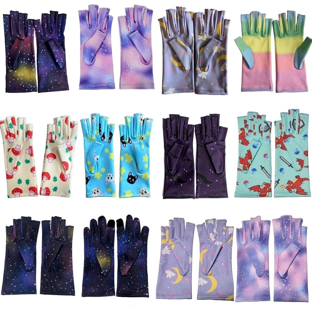 Various compression gloves in fun patterns!
