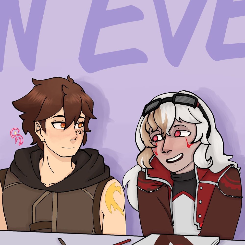 Kae stares at Aiko, shrugging with a smile as she says a "wassup" to him much akin to the scene in Kpop demon hunters where Zoey says the same to Mystery.