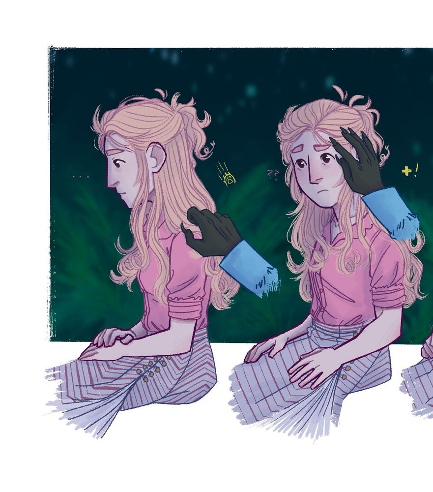 In a scene mirroring the one with Fiyero and Elphaba in the forest after rescuing the lion cub, Elphaba is reaching out to touch scratches left on Glinda’s face, causing her some confliction. 