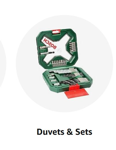 Image of a set of drill bits entitled "Duvets & Sets"