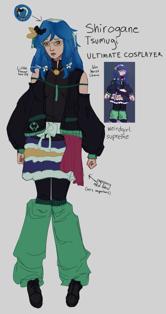 tsumugi shirogane from caught in the crossfire. my friend gives her so much more depth than the game did i cannot emphasize enough how much i need every dr fan to read the CITC notion page 🙏🙏 good soup