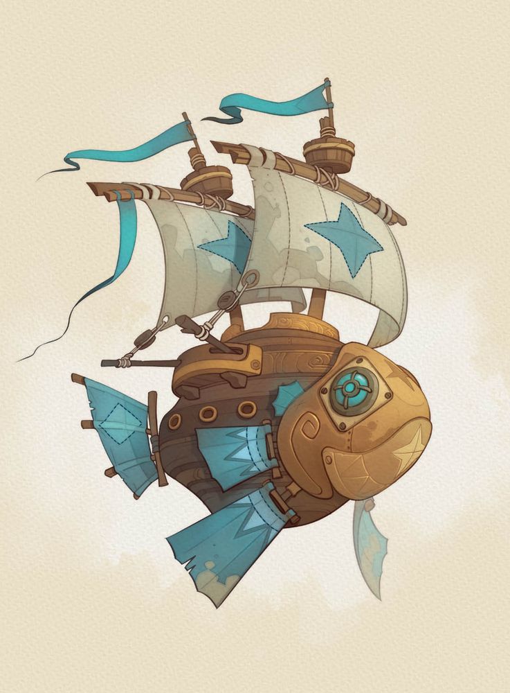 A flying boat that has the shape of fish. This is part of my personal world building project Raizh.