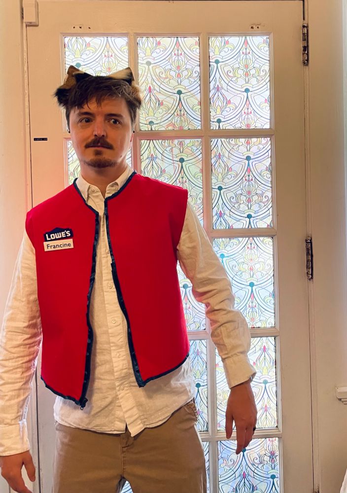 For Halloween, I’m dressed as Francine the Lowe’s Cat, a famous cat from Richmond, Virginia