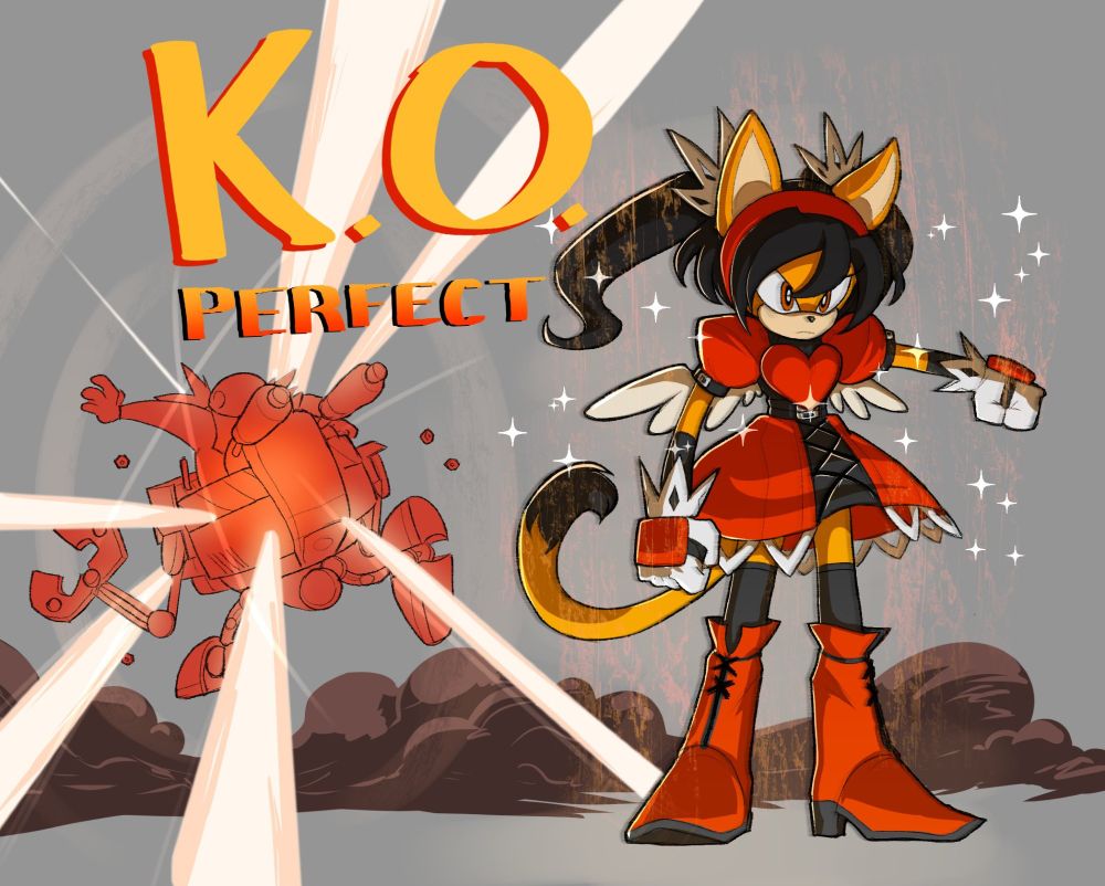 Honey in the powered up "Hyper Mode" state from Sonic the Fighters (not to be confused with the one from Sonic 3 and Knuckles) as she achieves a PERFECT KO on Eggman in a Godly Display