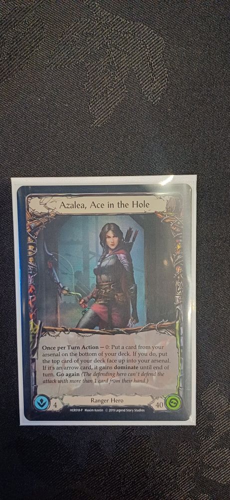 Flesh and Blood Trading Card of Azalea, Ace in the Hole in Rainbow Foil.