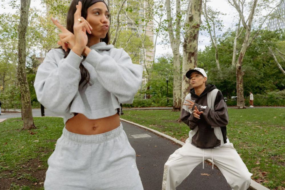 Tash and Izzy dancing at park