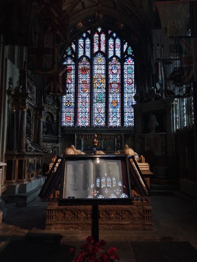 Lady Margaret Holland was a wealthy noblewoman and granddaughter of Joan, the Fair Maid of Kent. She married twice and lies upon the tomb monument between her two husbands. Both Somerset and Clarence had been buried elsewhere in the cathedral only to be later exhumed and reburied in the Holland tomb, as directed by their wife.

(from the cathedral's website) 