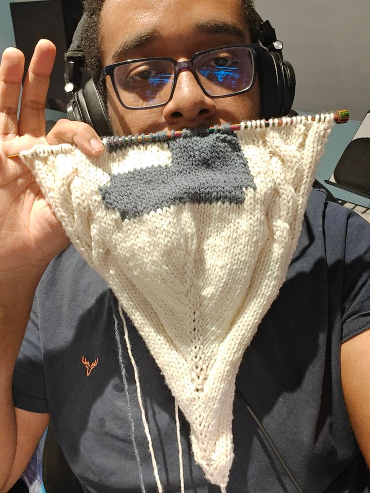 an in progress knitting project