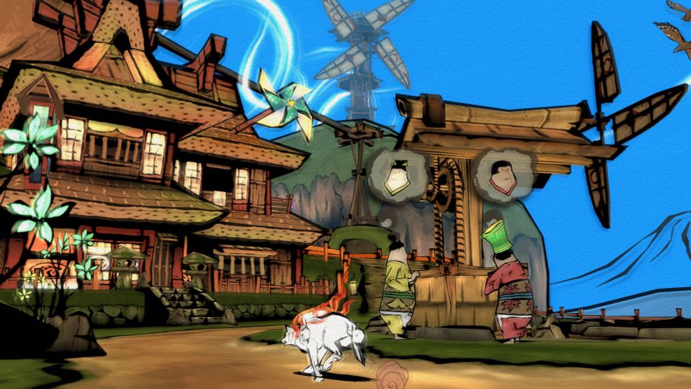 A screenshot of Okami (the HD rererelase cause it's impossible to find good quality screenshots.)