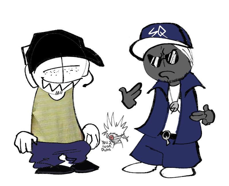 rq deimos dressed as a weed smoker and sanford dressed as a rapper