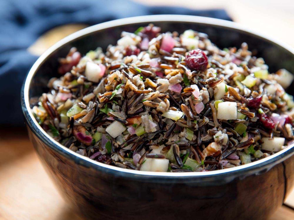 Wild Rice Salad With Dried Cranberries, Pickled Apples, and Pecans Recipe