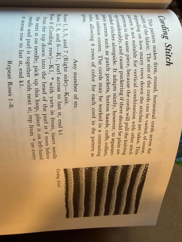 Cording Stitch pattern instructions.  