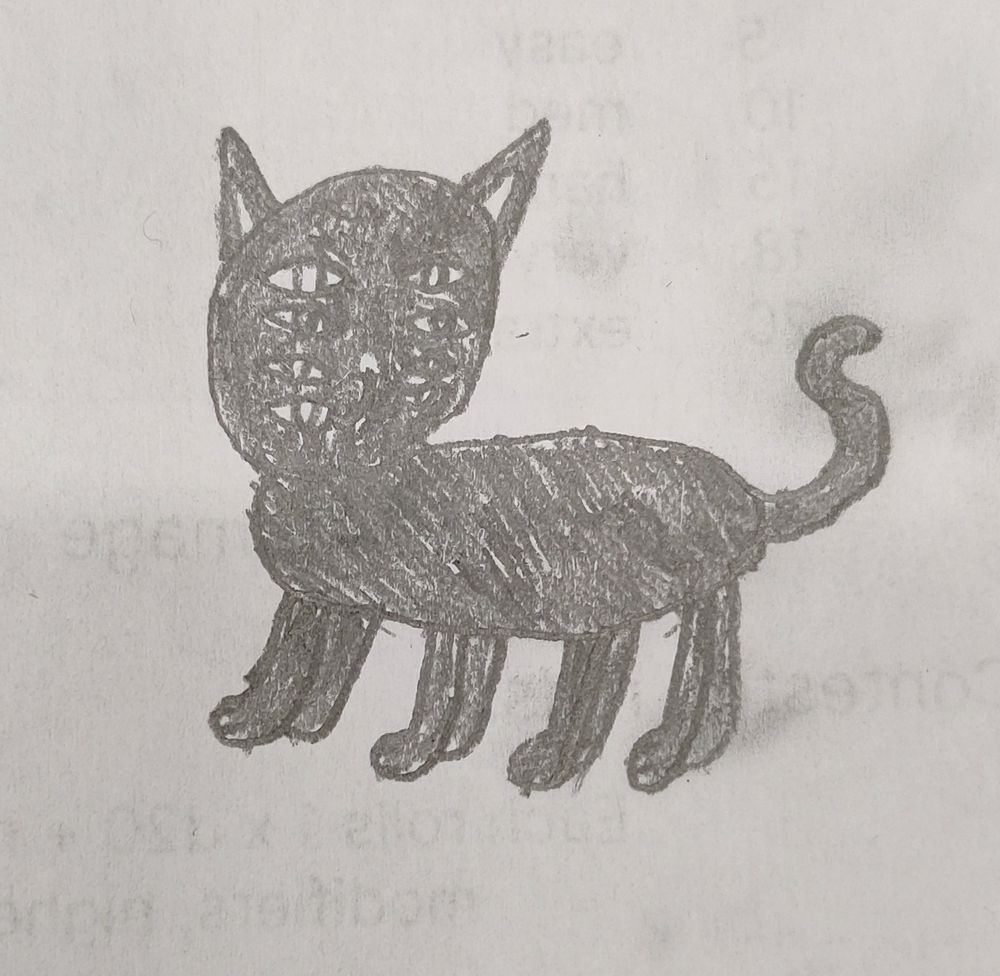 Tiali, the cat-spider, drawn by an actual child - I did not ask their age but they were very excitable and fun to play with!