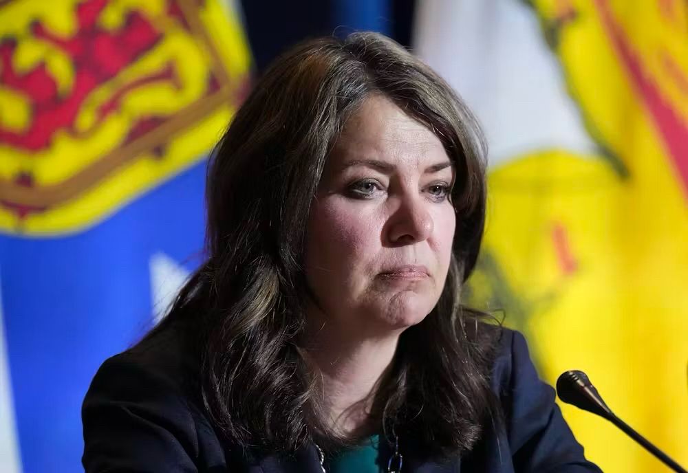 Danielle Smith looking downtrodden