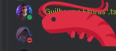 Emoji gigante de um camarão ocupando o espaço do nome no "Discord".