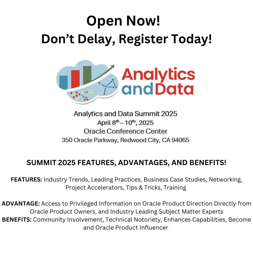 @AnalyticsandData @Oracle @OracleAnalytics #OracleAnalyticsCloud #OAC #FusionData Intelligence #OracleSpatial #OracleGraph