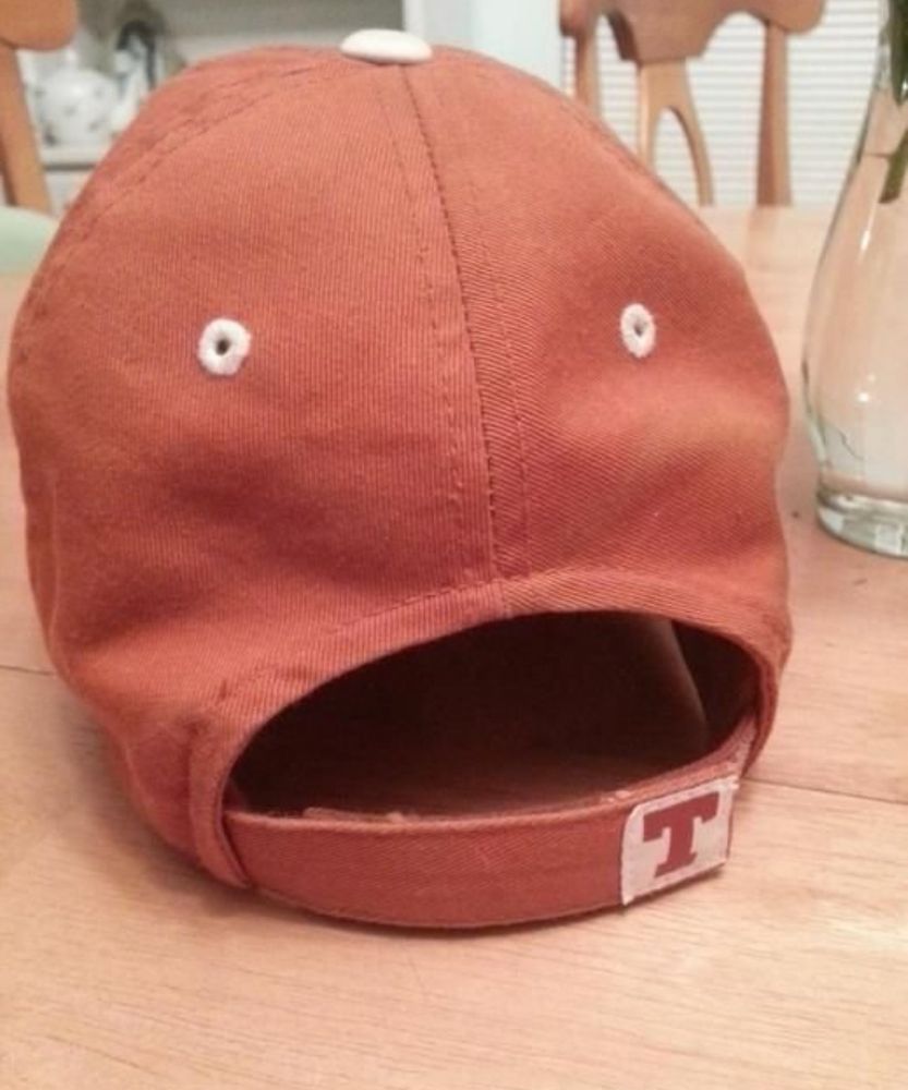 Back of a cap looks like a dismayed face.