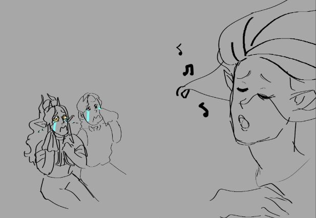 two friends listening to a live performed song and crying from how beautiful it is