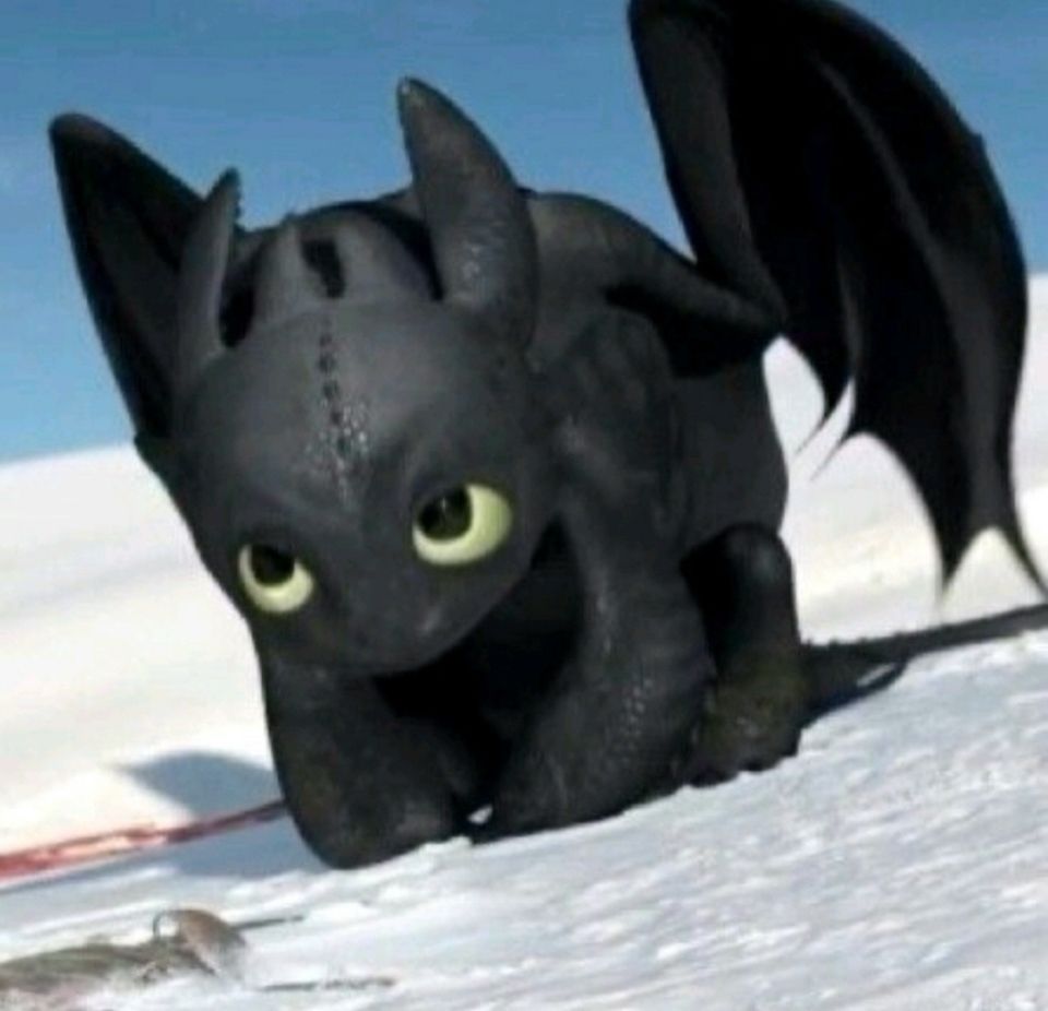 Toothless from the How to Train Your Dragon series emoting like a sad puppy.