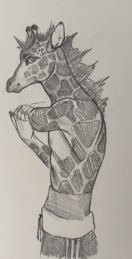Anthropomorphic giraffe furry stretching 