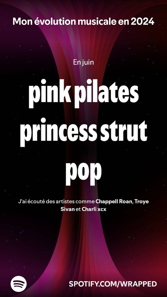 apparement en juin j'étais dans ma "pink pilates princess strut pop" en écoutant chappell roan, troue sivan et charli xcx