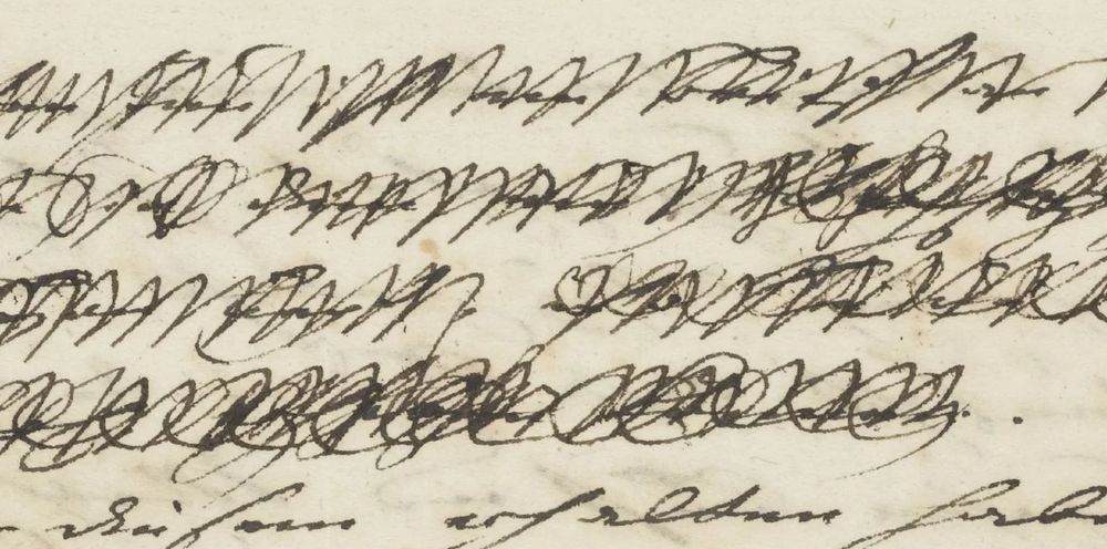 Tinte auf Papier, geschwärzte Stellen aus einem Brief Goethed an Philipp Christoph Kayser, 28. Juni 1784, Seite 1, GSA 29/260,I, Bl. 13r