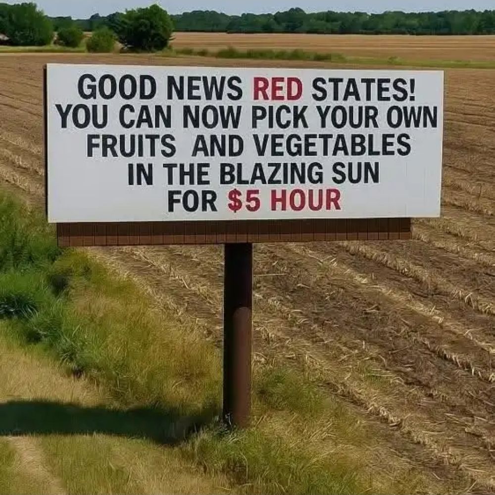 Good news for red states!

They can work farms for 5/hour at last opening those jobs for 'Muricans.