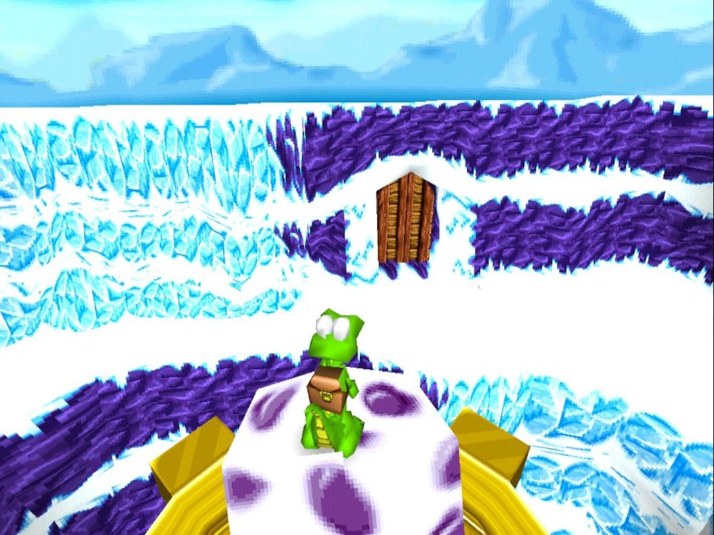 Croc in a snowy revine.