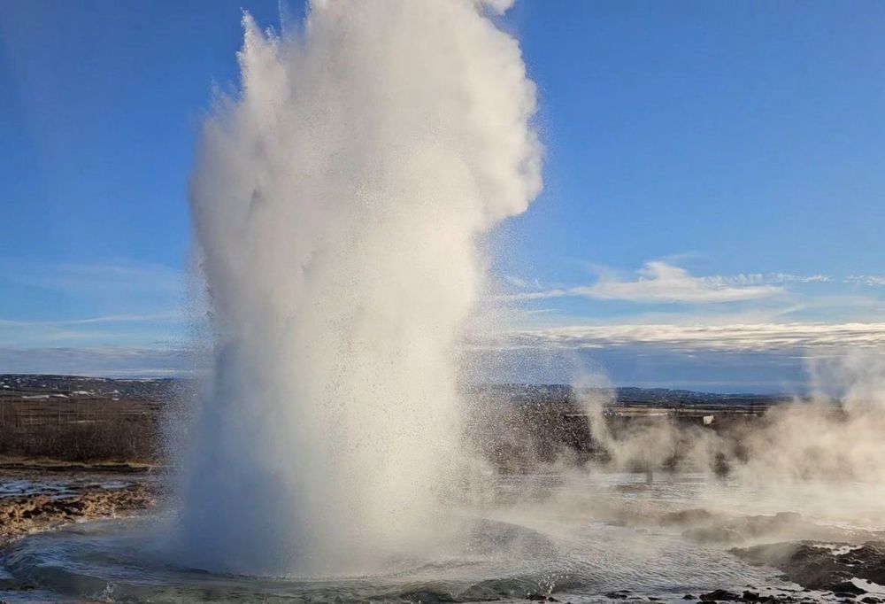 Hot springs & geysers are everywhere. They build geothermal greenhouses nearby and run hot water through tubing in order to grow vegetation (the island is almost entirely lava rock & cannot grow).