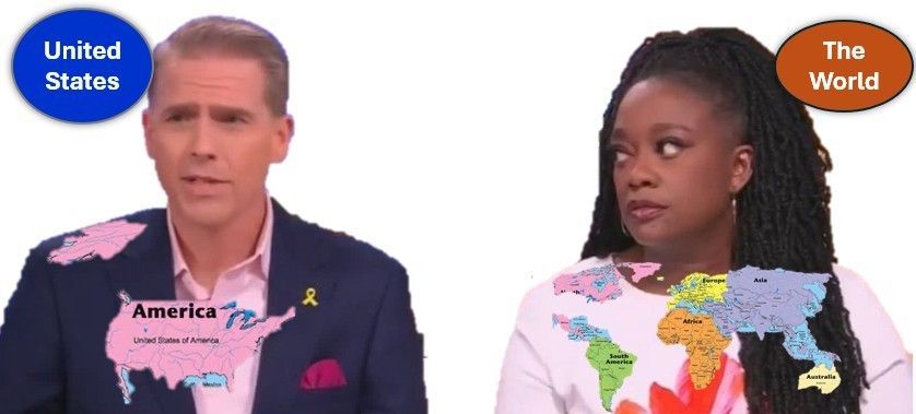 people depicting the world giving the U.S. side eye