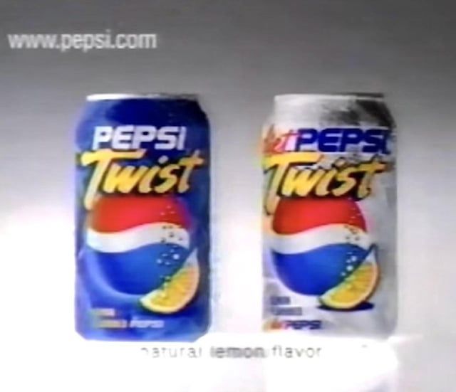 Pepsi Twist and Diet Pepsi Twist screenshot from an early 00s commercial. 