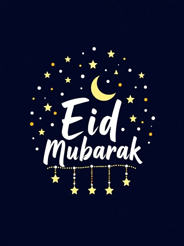 Eid Mubarak. Moon and stars.