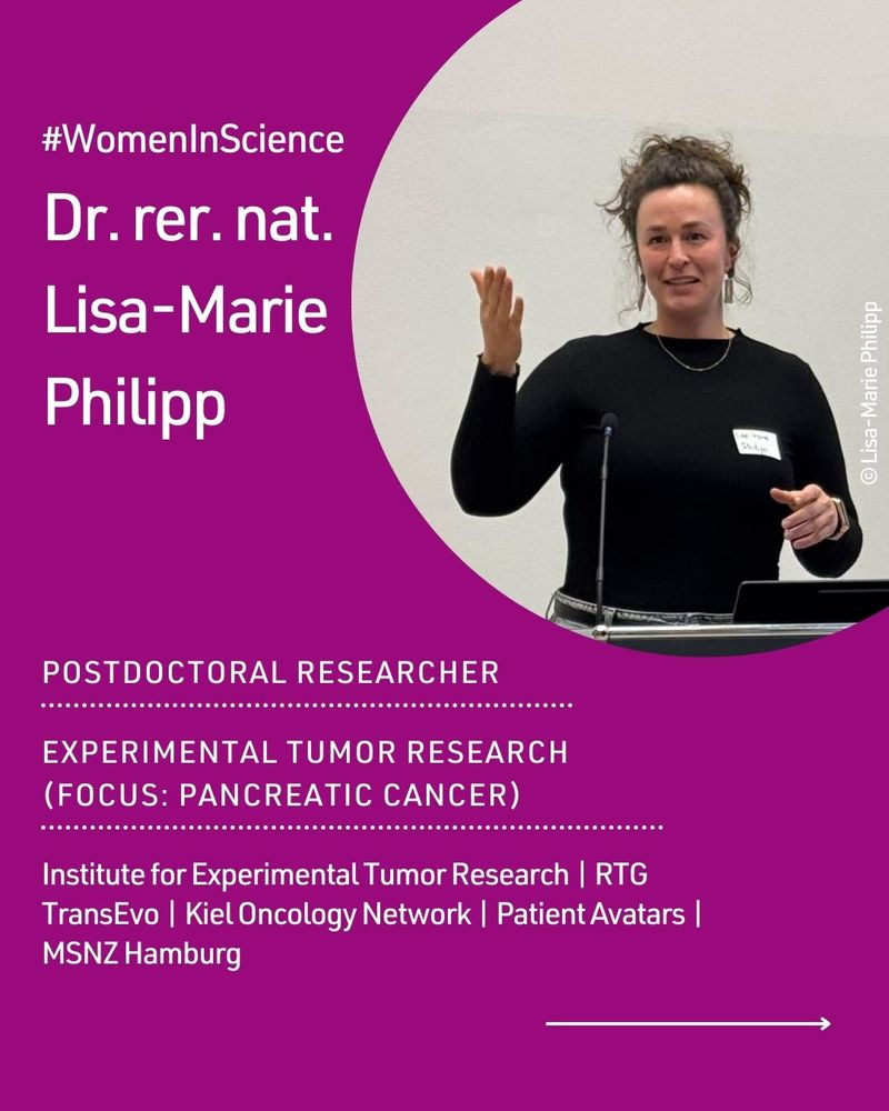 a portrait. White font, purple background: #WomenInScience. Dr. Lisa-Marie Philipp 