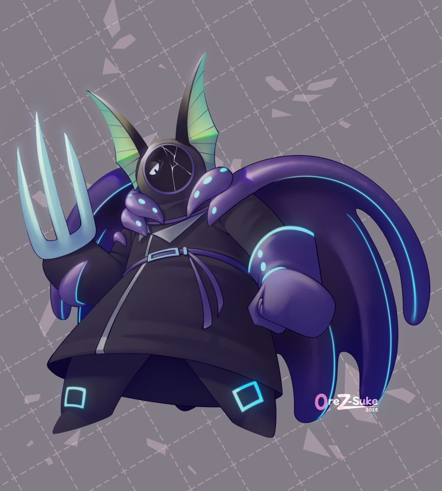 A Fish Monster looks down at the viewer 