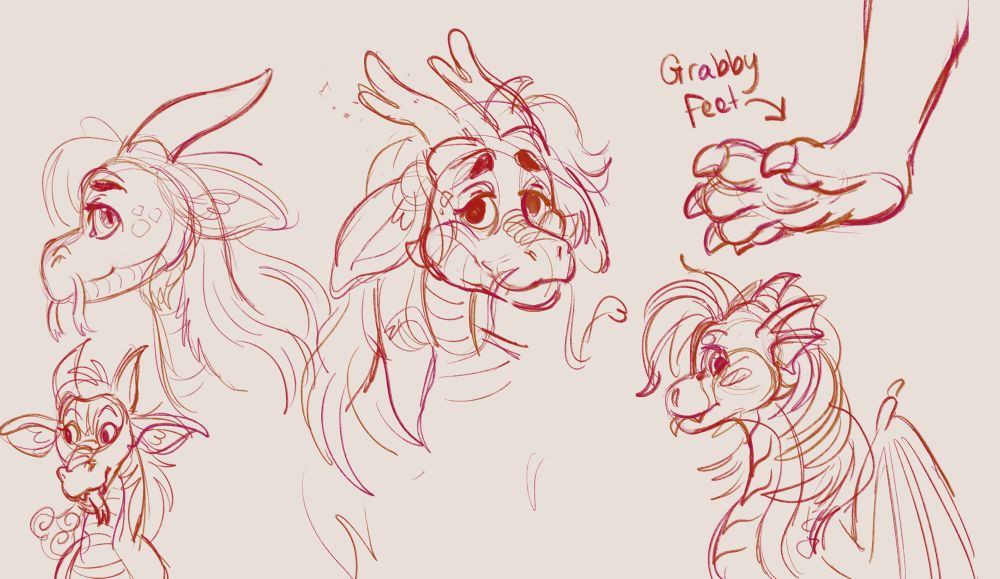 sketches of various designs of panda dragon