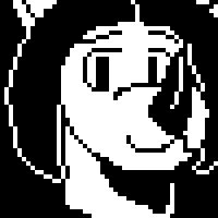 A simple monochrome pixel art portrait of Sky, made for the Undertale 10th anniversary memory page.