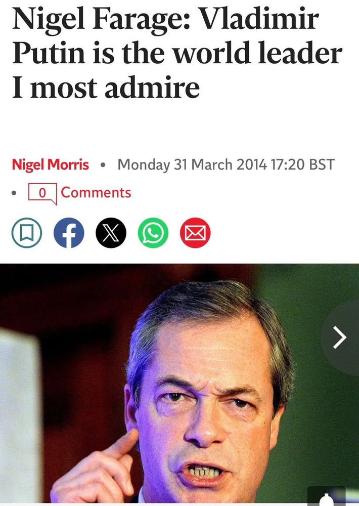 Farage says Putin is the world leader is most admires