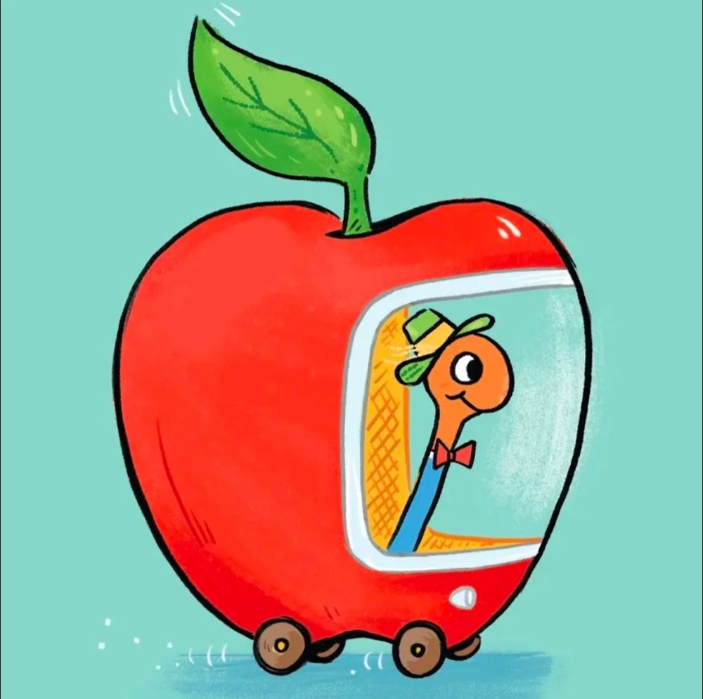 A worm driving an apple car after he helped a woman involved in a domestic violence situation.