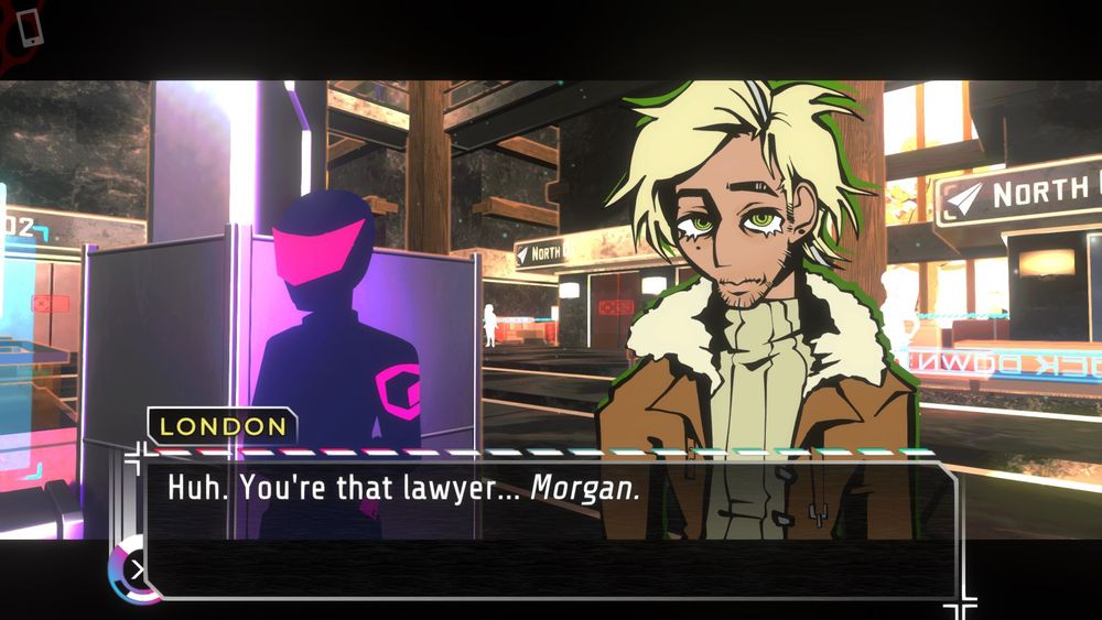 of the Devil - episode 1 screen capture depicting London. He said “Huh. You’re that lawyer… Morgan.”