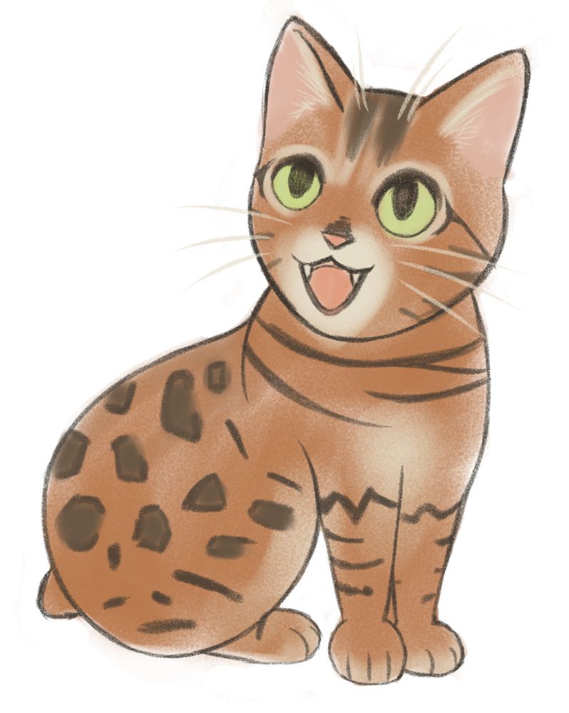 Doodle for Slitherbaron that I still owed. Based on a cat I know in real life that looks like he does nothing but SCREAM.